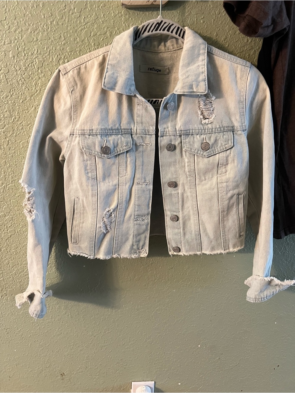 Women's Light Wash Distressed Denim Jacket